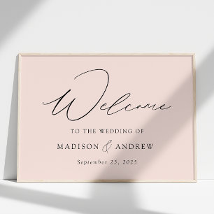 Affiche Mariage moderne élégant Script Blush Welcome