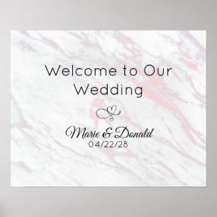 Affiche Mariage moderne en marbre rose et gris
