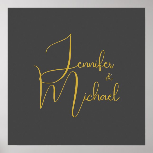 Affiche Mariage Moderne Minimaliste Plain Calligraphie Nom (Devant)