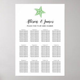 Affiche Mariage moderne Starfish Signal, Vert
