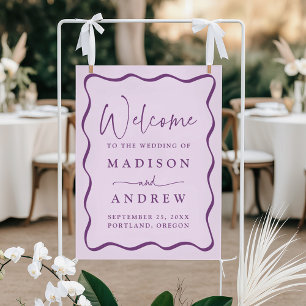 Affiche Mariage moderne violet à trame violet Accueil