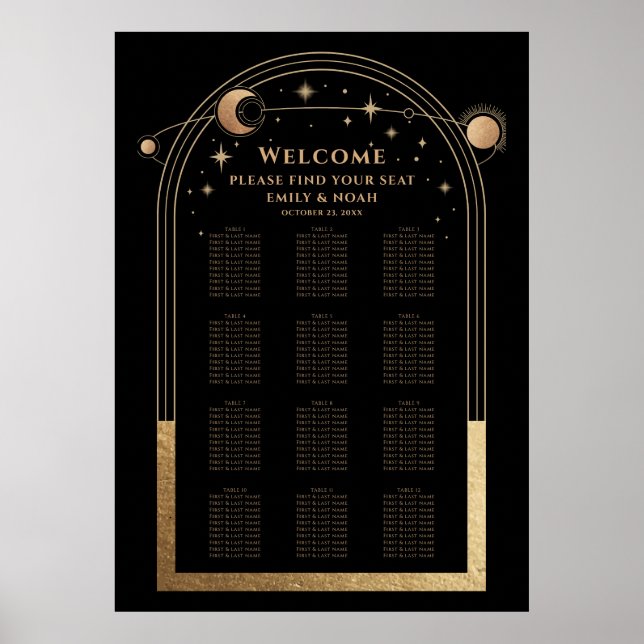 Affiche Mariage mystique Black Gold Sun Moon Stars (Devant)
