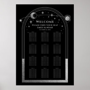 Affiche Mariage mystique Black Silver Sun Moon Stars