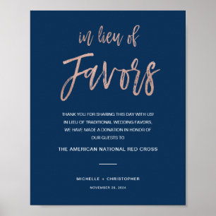 Affiche Mariage Navy & Or Rose Panneau En Remplacement Des