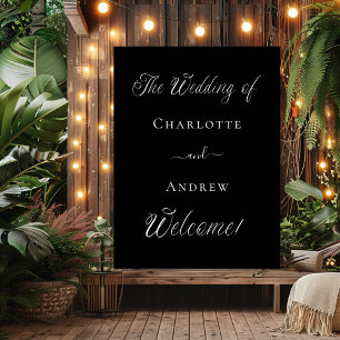 Affiche Mariage noir blanc script bienvenue