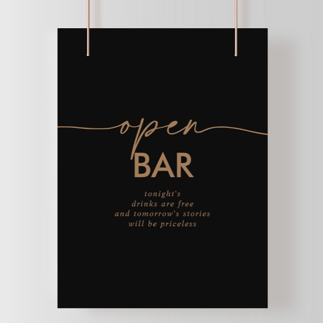 Affiche Mariage noir classique Open Bar Sign (Créateur téléchargé)