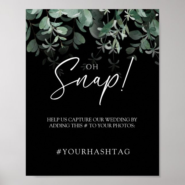 Affiche Mariage Noir de Verdure Moderne Oh Snap (Devant)