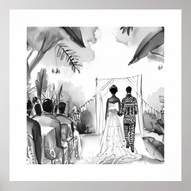 Affiche Mariage noir et blanc (Devant)