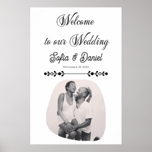 Affiche Mariage noir et blanc de luxe Chic Couple artistiq