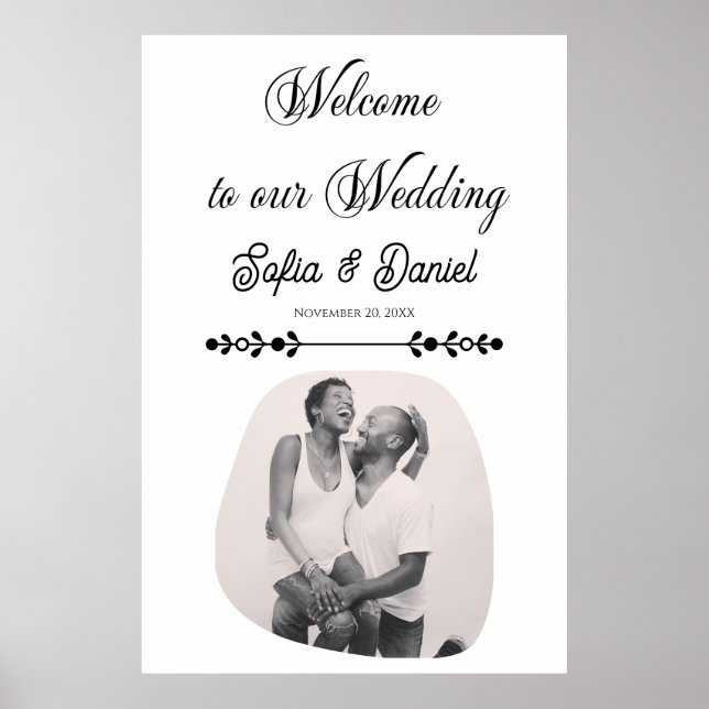 Affiche Mariage noir et blanc de luxe Chic Couple artistiq (Devant)