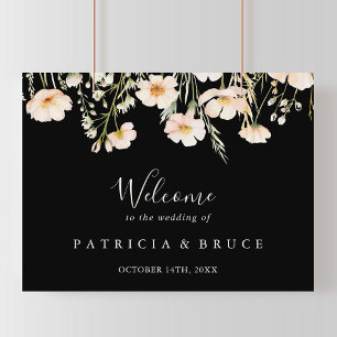 Affiche Mariage noir Fleur sauvage Blush classique Bienven