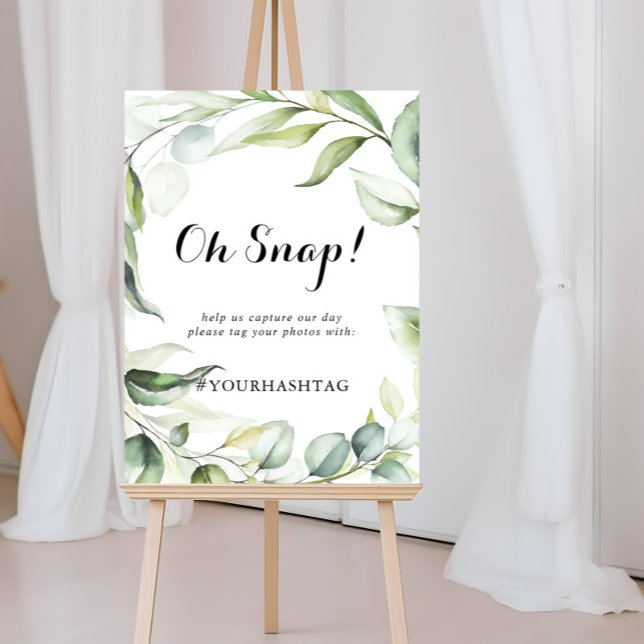 Affiche Mariage Oh Snap Aquarelle Eucalyptus Vert (Créateur téléchargé)