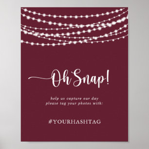 Affiche Mariage Oh Snap Rustic String Lumières Bourgogne