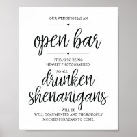 Mariage Open Bar, signe shenanigans ivres