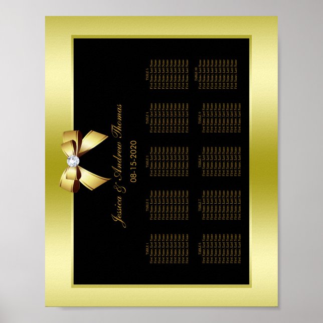 Affiche Mariage Or Glamourueux Arc & Noir (Devant)