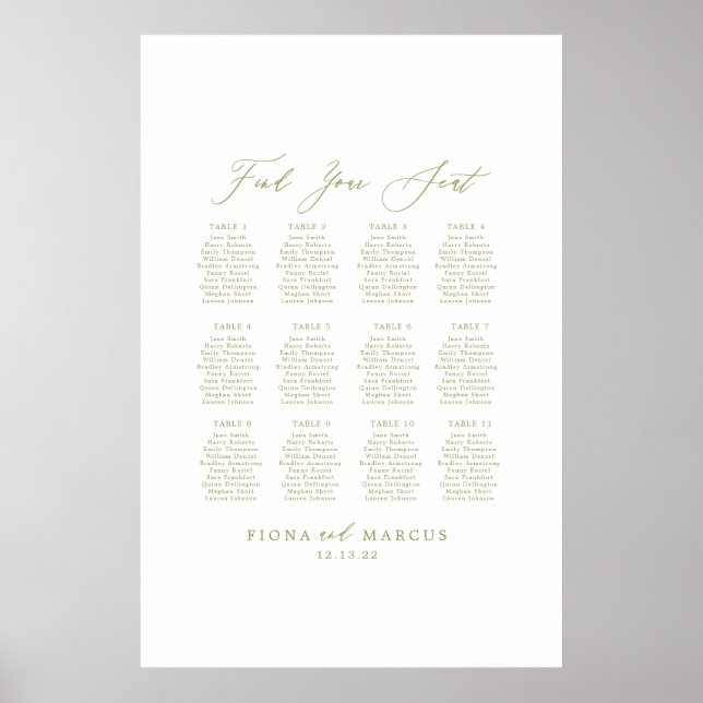 Affiche Mariage Or Trouvez Votre Siège Panneau Siège (Devant)