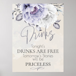 Affiche Mariage Panneau de bar Pivoine Alabastre Lilas R