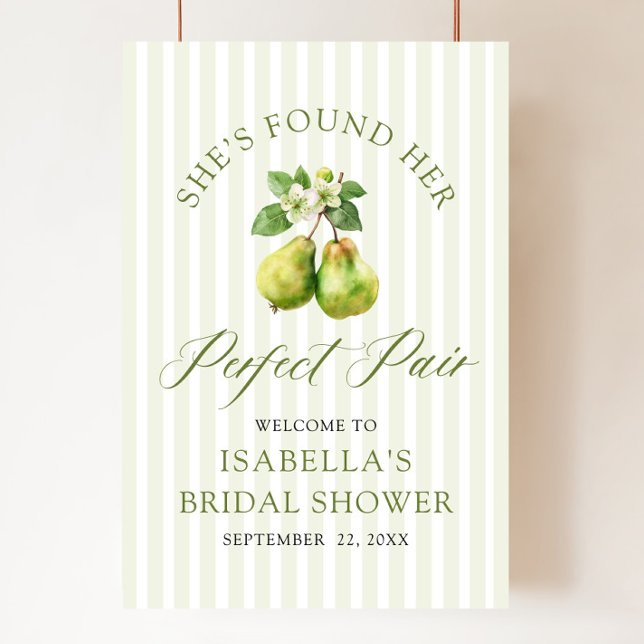 Affiche Mariage Parfait Moderne Gingham Vert Shower (Modern Green Gingham Perfect Pair Bridal Shower Welcome Sign)