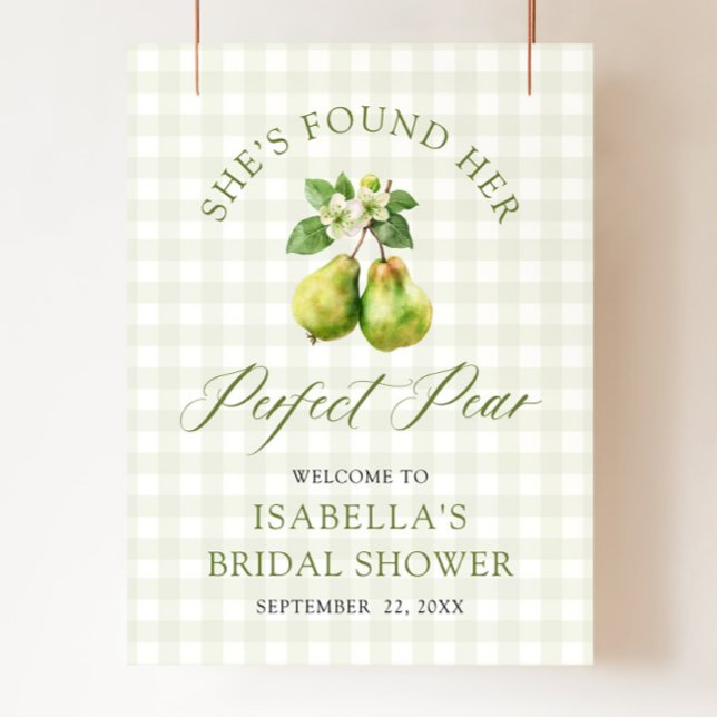 Affiche Mariage Parfait Paire Moderne Vert Gingham (Modern Green Gingham Perfect Pair Bridal Shower Foam Board)