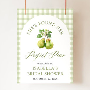 Affiche Mariage Parfait Poire Gingham Vert Moderne