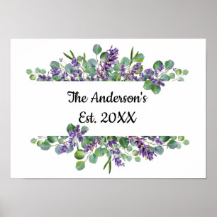 Affiche Mariage personnalisé avec eucalyptus et lavande