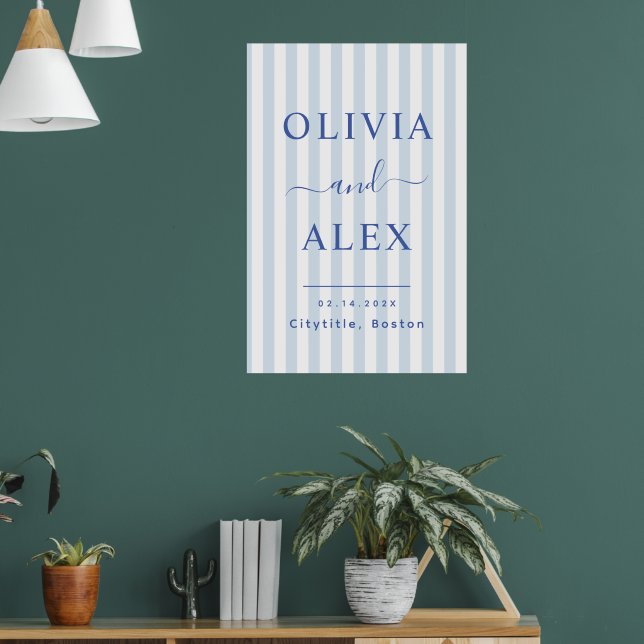 Affiche Mariage Personnalisé Français Bleu (Salon 1)