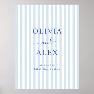 Affiche Mariage Personnalisé Minimaliste et Chic Bleu Fran