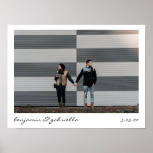 Affiche Mariage Photo avec Lettre Calligraphique Moderne M