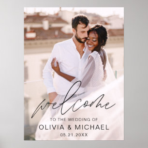 Affiche Mariage photo de script moderne Accueil élégant