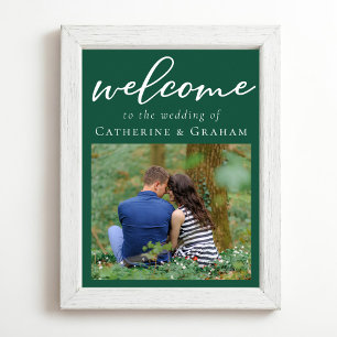 Affiche Mariage photo Emerald Green Fiançailles Bienvenue