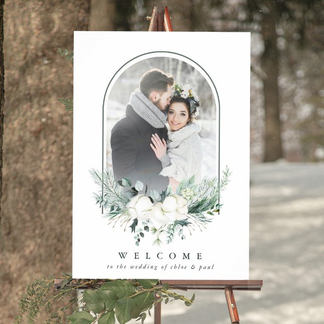 Affiche Mariage photo Fleur de coton Arché Frame Bienvenue (Créateur téléchargé)
