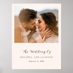 Affiche Mariage photo neutre et terreux moderne