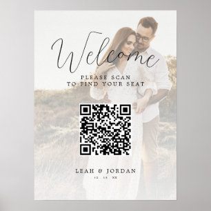 Affiche Mariage photo numérique QR Code de siège graphique