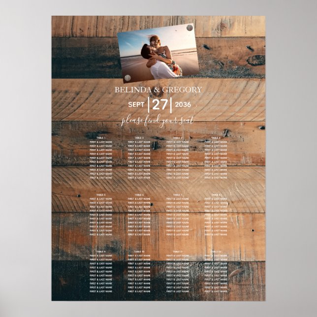 Affiche Mariage photo Rustique en bois (Devant)