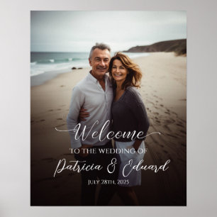 Affiche Mariage photo signe de bienvenue calligraphie mode