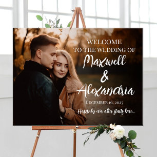 Affiche Mariage photo signe de bienvenue calligraphie mode