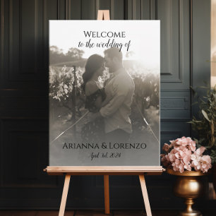 Affiche Mariage photo signe de bienvenue élégant calligrap