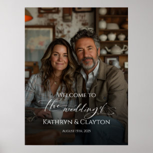 Affiche Mariage photo signe de bienvenue, élégante calligr