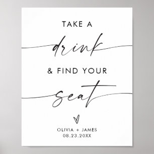 Affiche Mariage Prendre Un Verre Trouver Votre Siège Signa