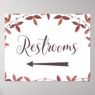 Affiche Mariage Réstrooms Flèche gauche Direction Signale