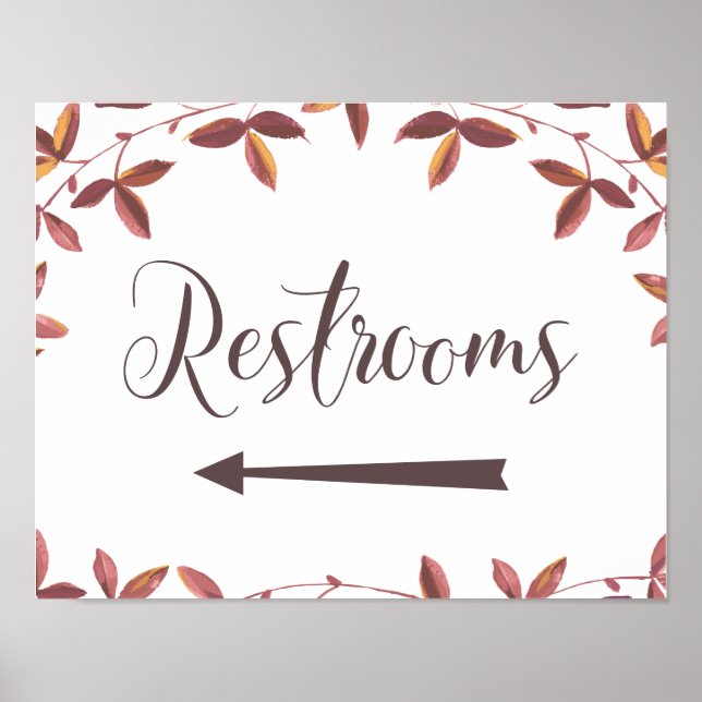 Affiche Mariage Réstrooms Flèche gauche Direction Signale  (Devant)