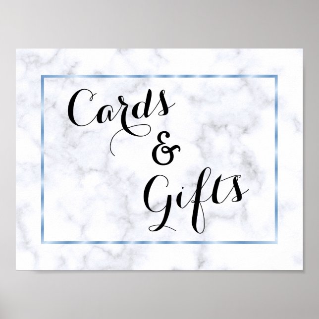 Affiche Mariage romantique en marbre bleu (Devant)
