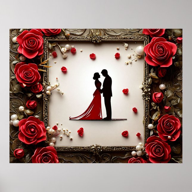 Affiche Mariage romantique Silhouette d'un Couple (Devant)