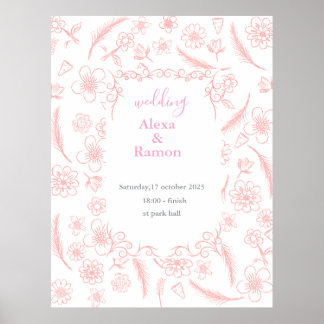 Affiche mariage rose