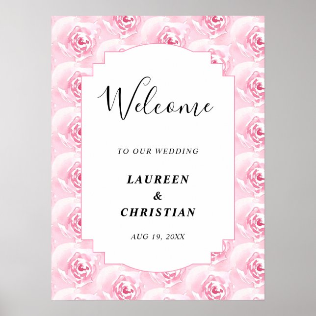 Affiche Mariage Rose couleur rose (Devant)