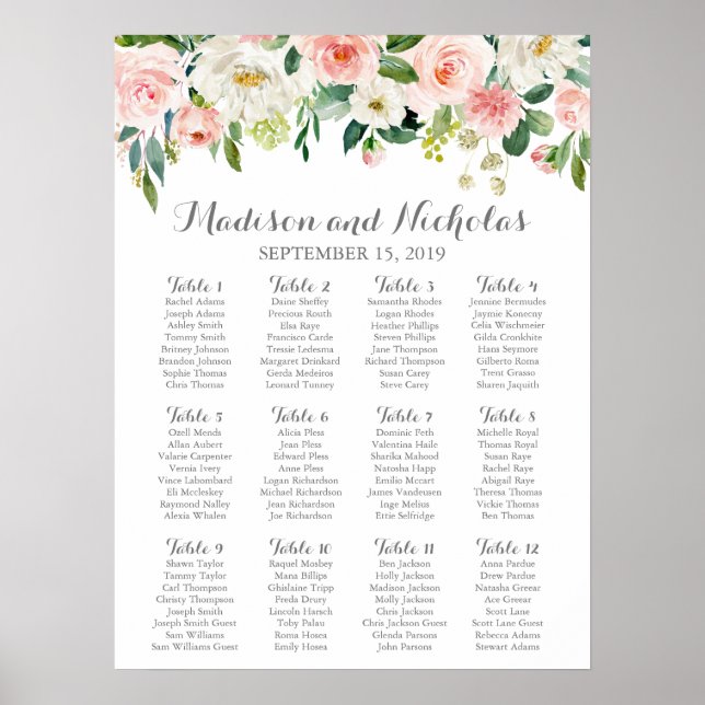 Affiche Mariage rose et blanc (Devant)