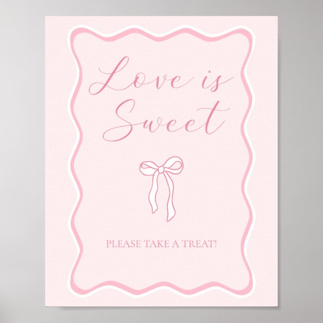 Affiche Mariage ruban rose Love is Sweet Favor (Devant)