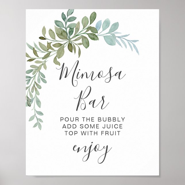 Affiche Mariage rustique à l'aquarelle avec eucalyptus ver (Devant)