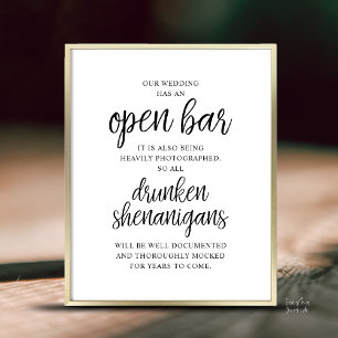 Affiche Mariage Rustique Bar Ouvert, Frasques d'Ivrognes