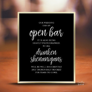 Affiche Mariage Rustique Bar Ouvert, Frasques d'Ivrognes